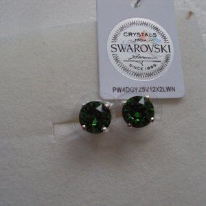 BOGO New Swarovski crystal fern green 7mm sterling 101